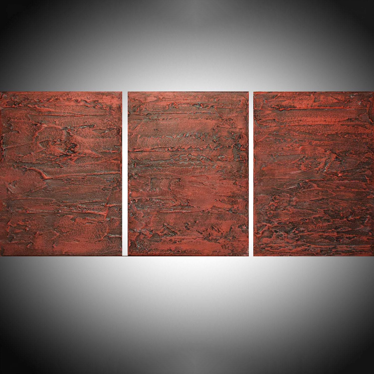 extra LARGE WALL ART triptych 3 panel wall impasto artwork " Red Triptych " canvas original painting abstract canvas wall kunst large sizes