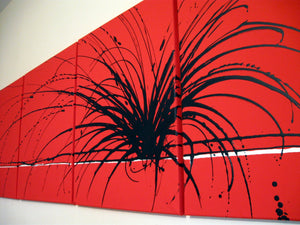 extra large wall art triptych huge triptych hanging "Red Noise" oversized art huge canvas art 4 panel three panel wall decor triptyque