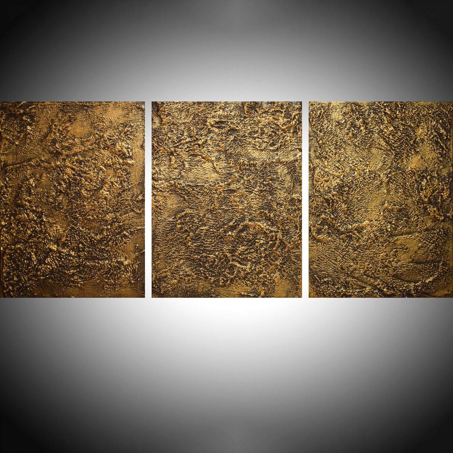 Gold Abstraction triptych canvas