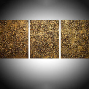 Gold Abstraction triptych canvas