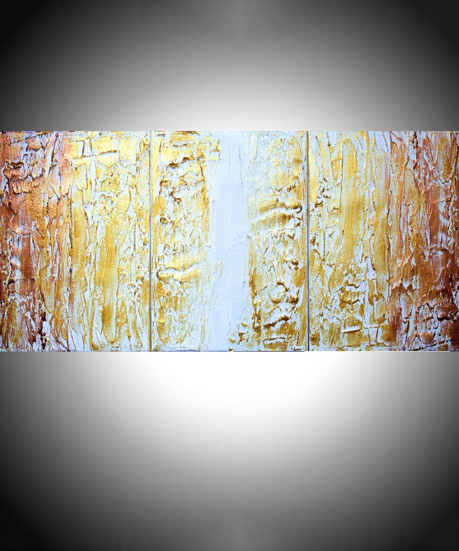 original abstract art uk gold large triptych wall art