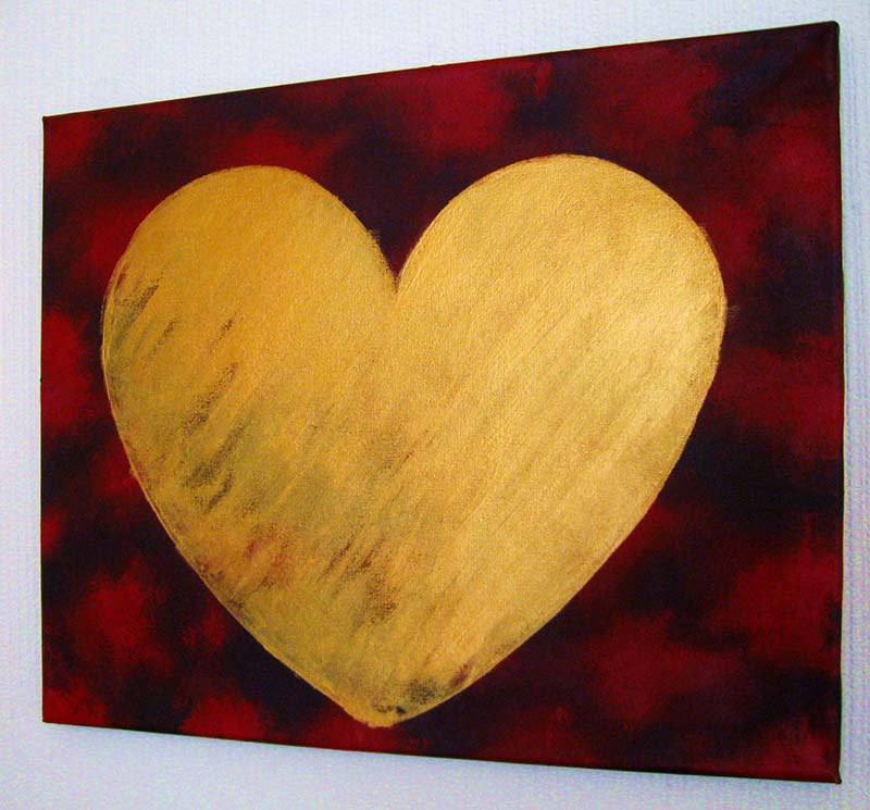 love heart paintings Heart of Gold oversized metal wall art