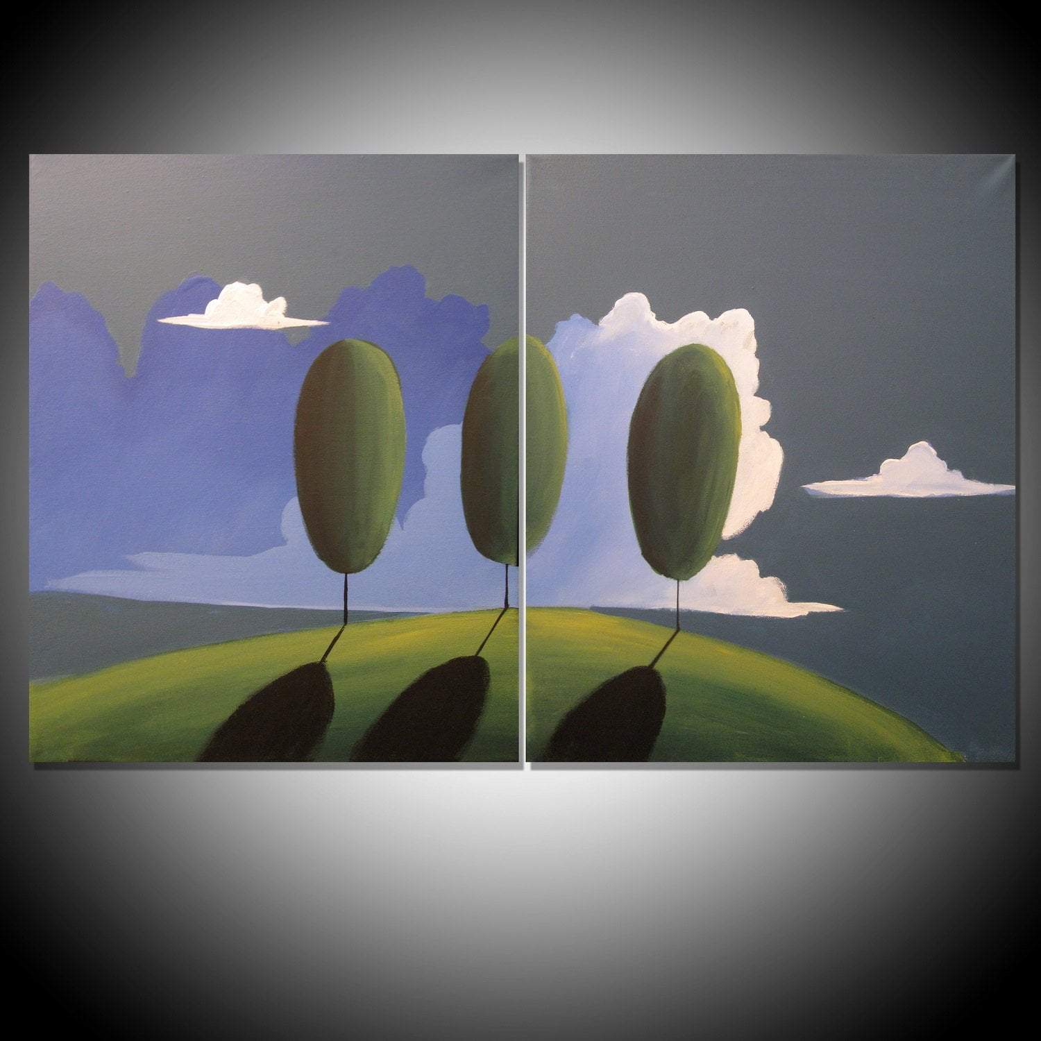 landscape Original Art by UK artist 2 panel abstract painting triptych large wall canvas office abstract paintings hanging giant 2 sizes