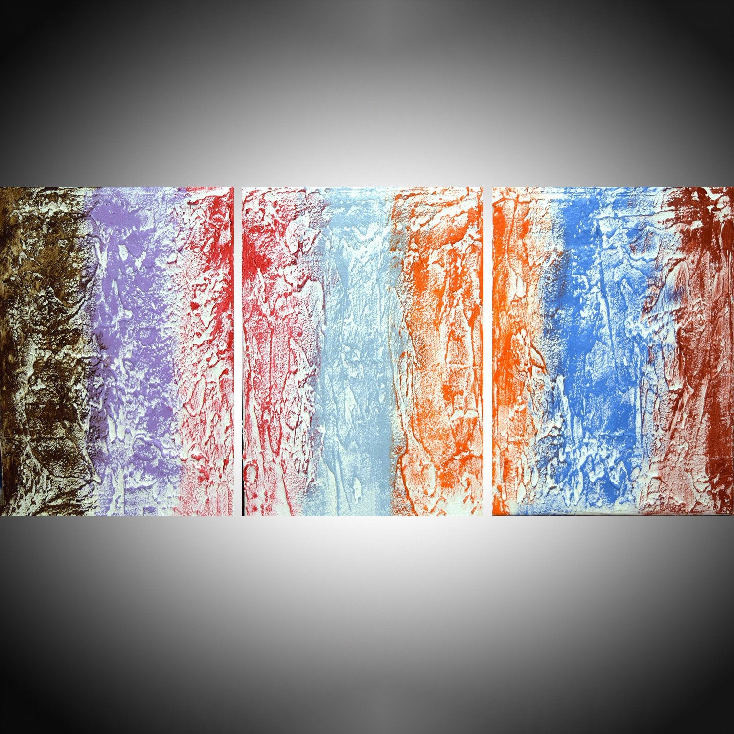 large triptych abstract for sale " Rainbow Abstraction 2 " in 3 big sizes