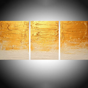 LARGE WALL art triptych" Gold Tones " on canvas