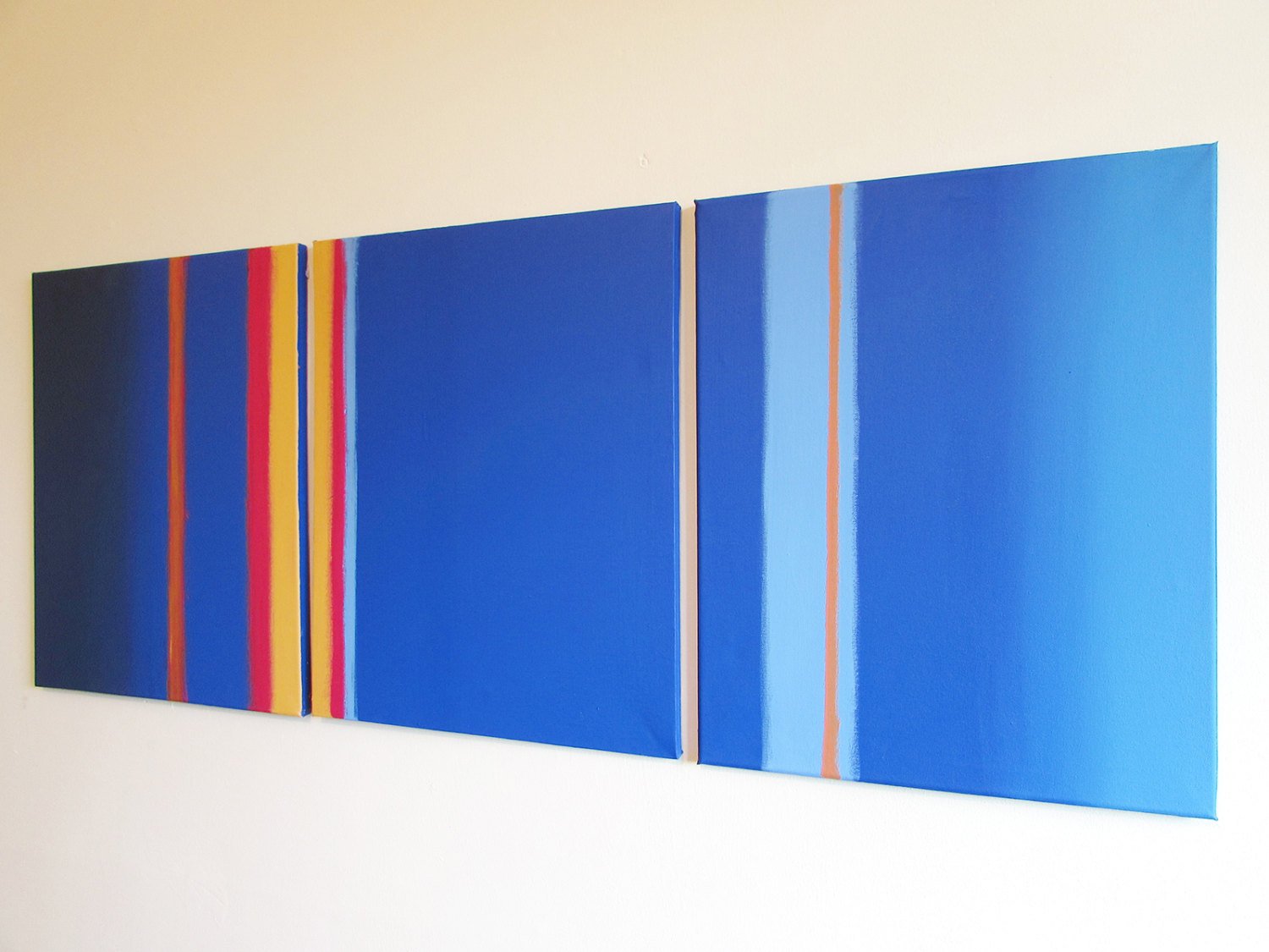Linear Blue 3 piece wall art abstract