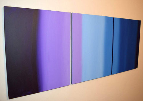 LInear Purple canvas triptych wall art