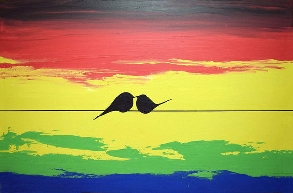 birds on a wire painting love birds wall art  bird art pictures
