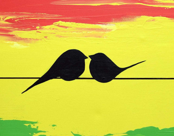 birds on a wire painting Love birds  bird art pictures