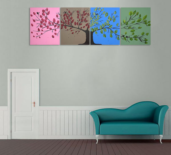 four panel painting quadriptych living space art