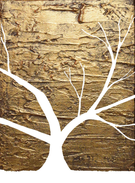 oversized metal wall art, white tree of peace, canvas triptych close up