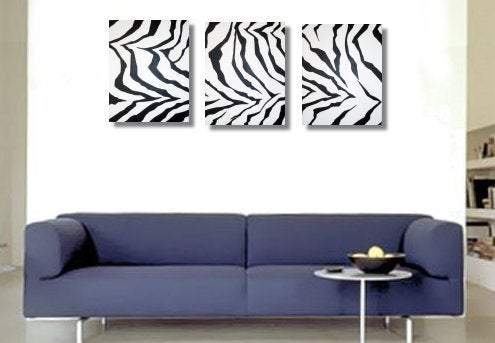 canvas triptych Animal Original large style wall art on living room wall