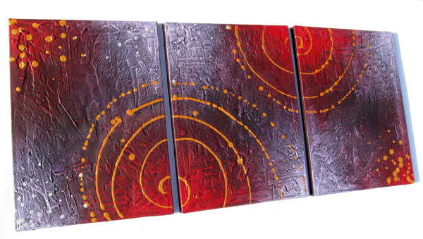 oversized metal wall art canvas triptych paintings for sale " cosmic symphony " large siz
