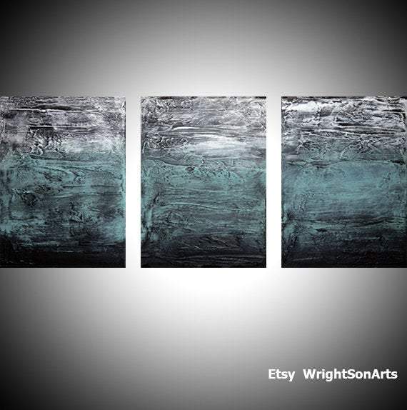 turquoise pictures original triptych canvas" Turquoise Triptych " beautiful 3 sizes