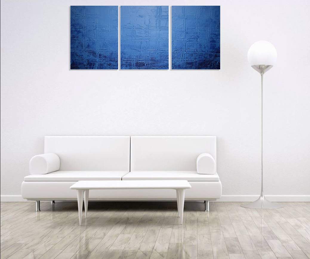 original canvas triptych paintings for sale " Blue Bayou " large wall art