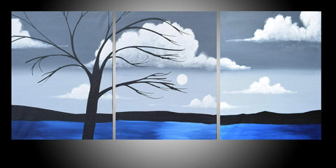 canvas triptych paintings for sale " Moonlight sonata " beautiful large triptych wall art