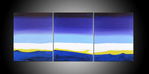 Purple flats, an elegant triptych painting for home and office