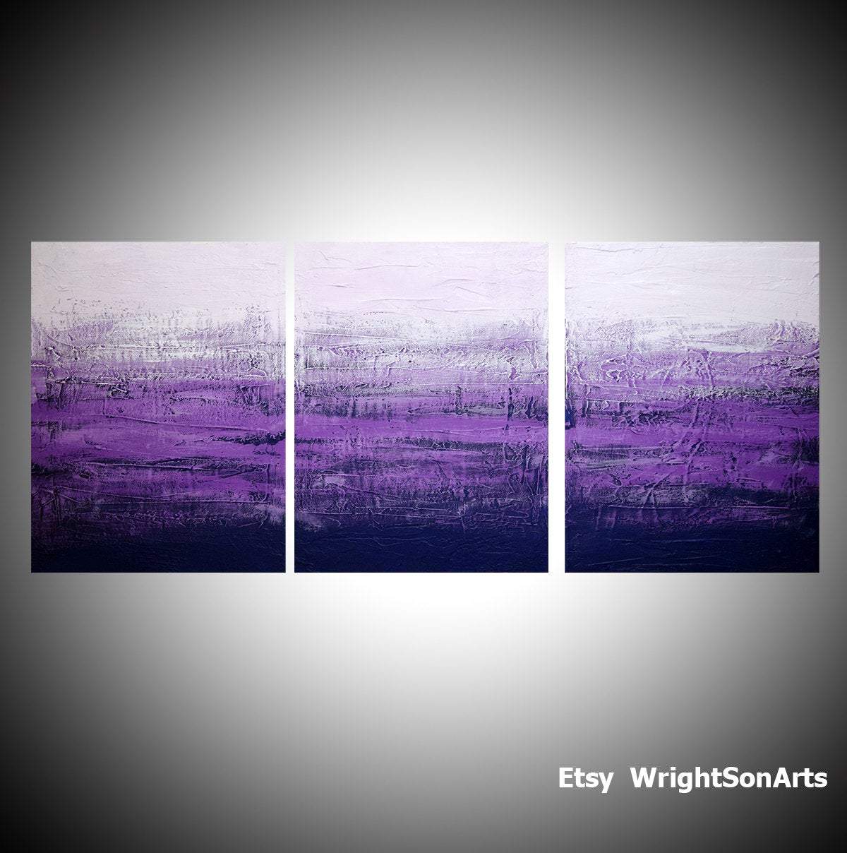 Purple Triptych " on canvas ,art in acrylic 3 sizes