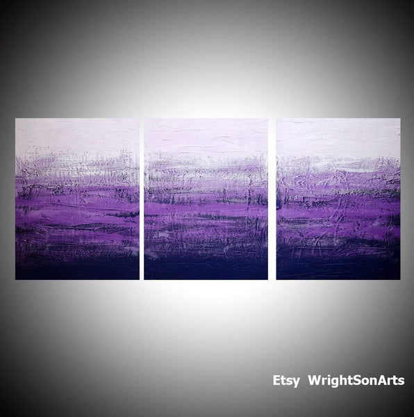 Purple Triptych " on canvas ,art in acrylic 3 sizes