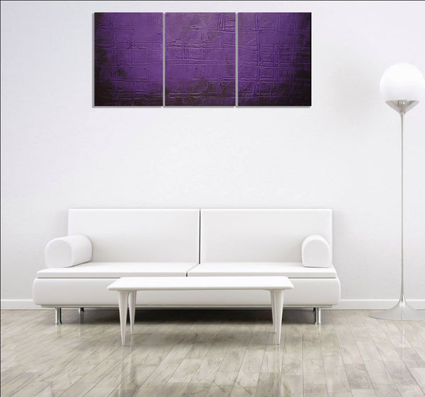 canvas triptych on white wall original abstract art uk