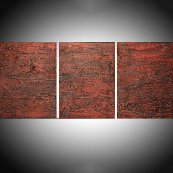 Red Triptych 3 piece wall art abstract