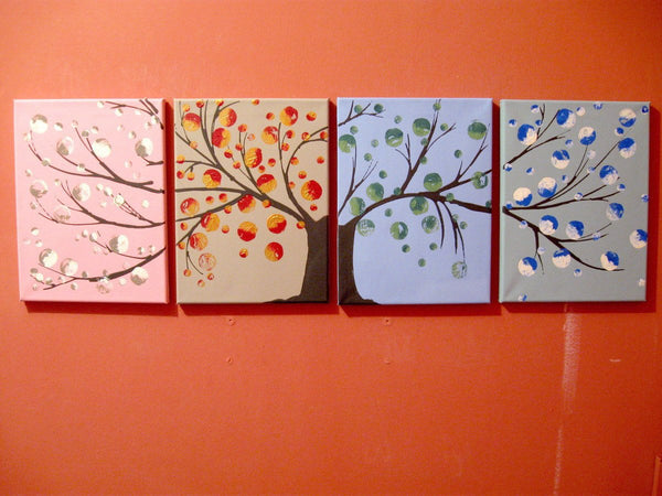 Seasons II tree painting on wall canvas