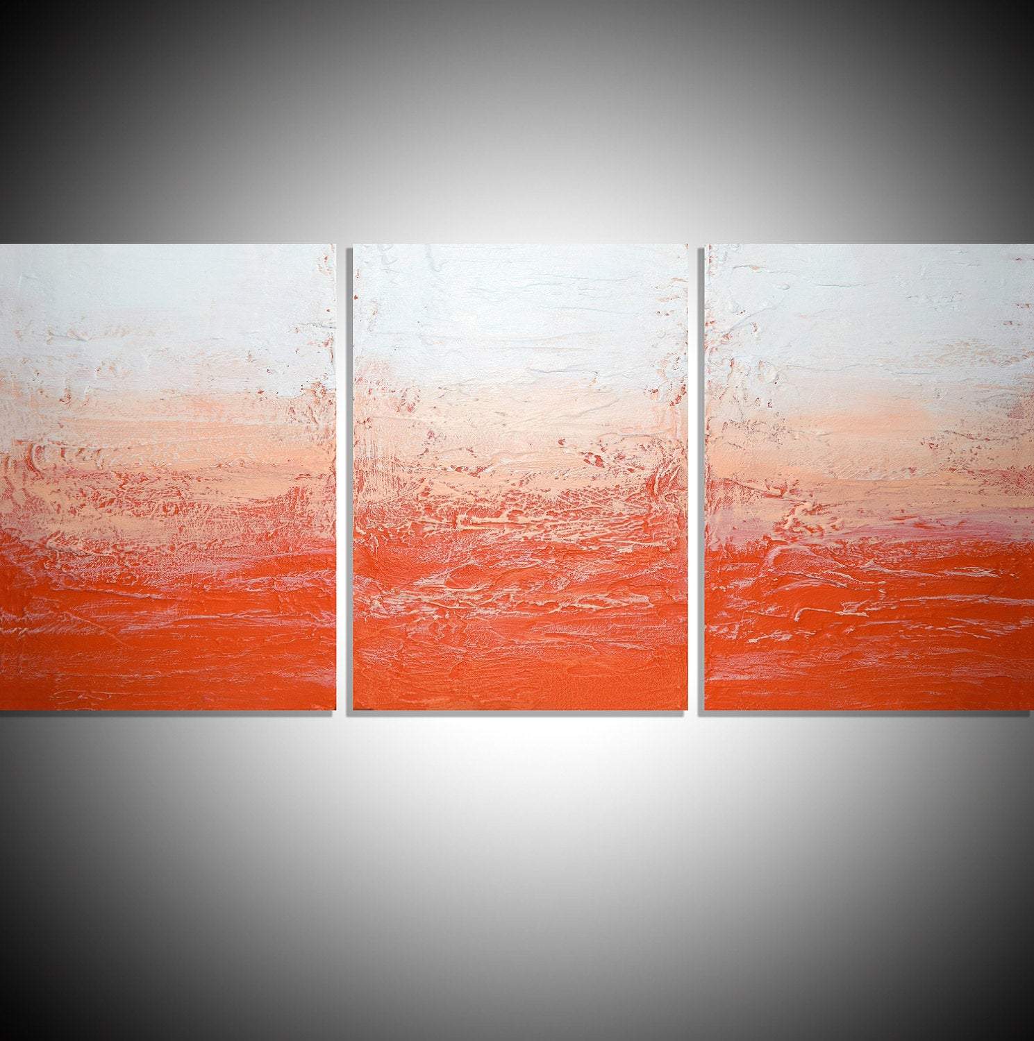 Tangerine Triptych orange abstract painting on canvas
