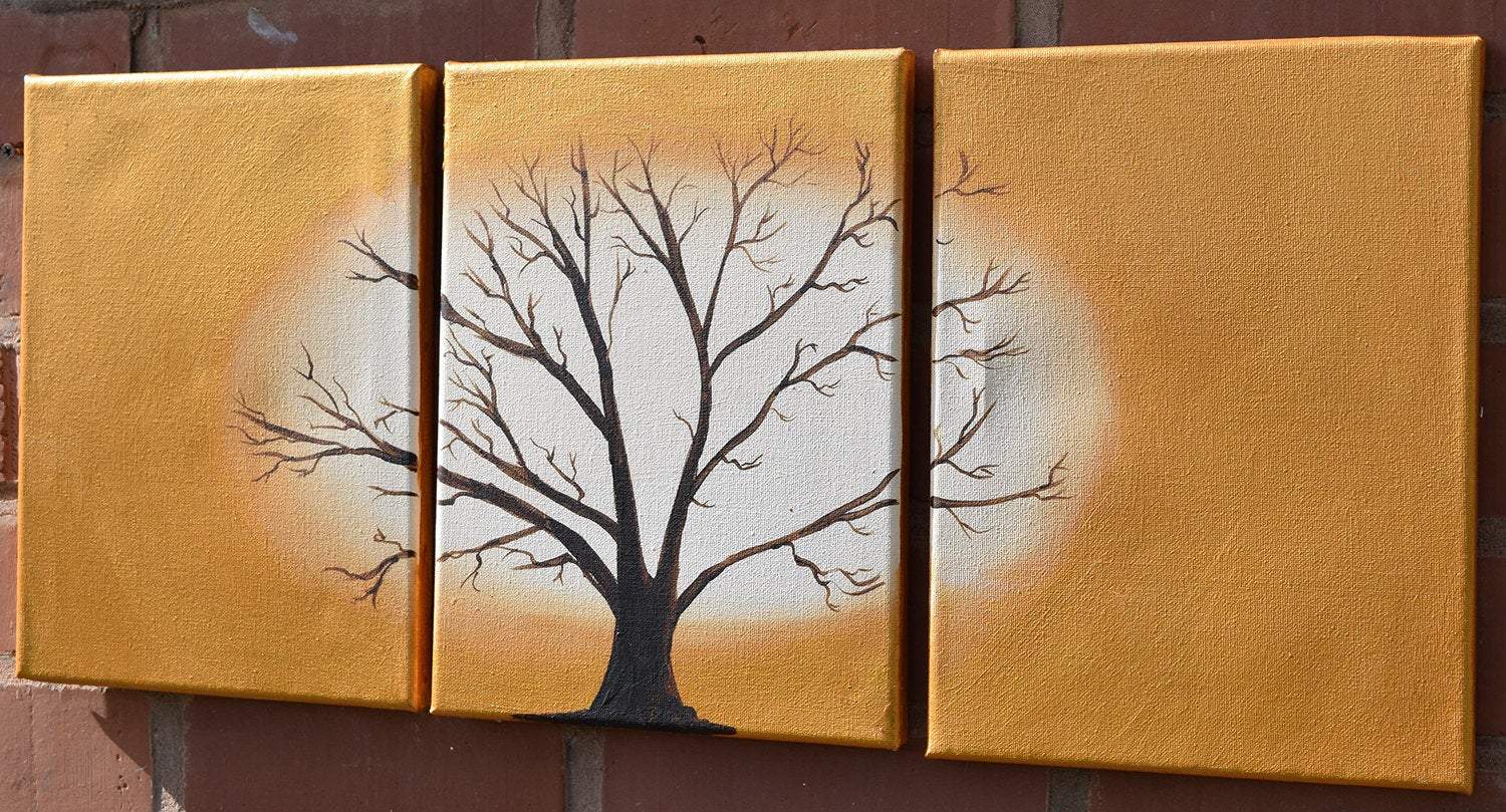 abstract metal paintings Tree of gold painting