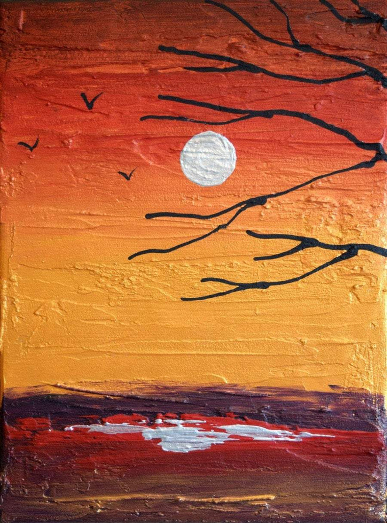 Simple Sunset Painting Tree