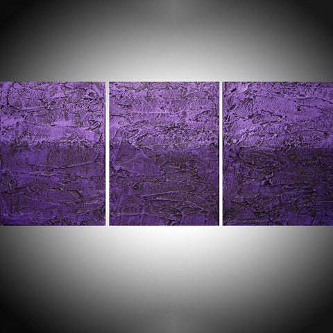 large triptych wall art "Purple Tones" 2 3 piece canvas paintings