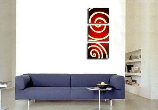 triptych 3 panel extra large canvas wall art  "bullseye" 35.5x12 inches feather darts abstract canvas darts 3 panel original triptych