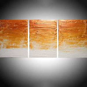 abstract metal paintings triptych canvas  Copper on Gold