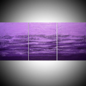 contemporary triptych art  Purple Triptych 2 wide canvas
