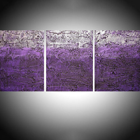 giant triptych large paintings on canvas,  " Tones of Purple "  3 big sizes