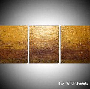 large triptch wall art "Golden Decadence"  gold abstract