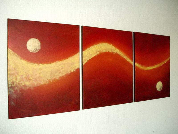 canvas triptych  " Moon Dust " wal art on wall