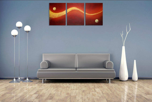 canvas triptych painting for sale in impasto " Moon Dust " original