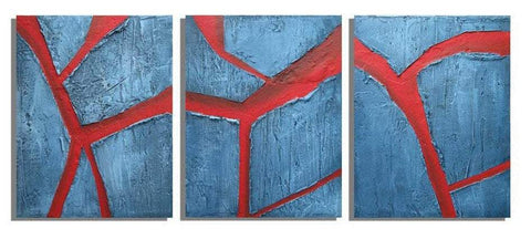 contemporary triptych art   " Cracked Earth" on canvas