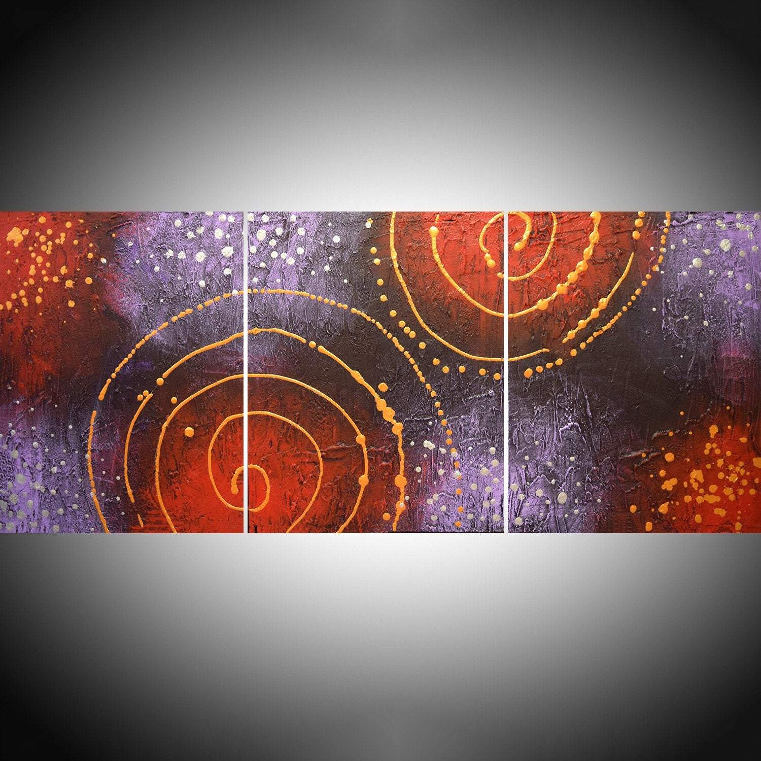 triptych paintings on canvas " Cosmic Symphony " oversized metal wall art
