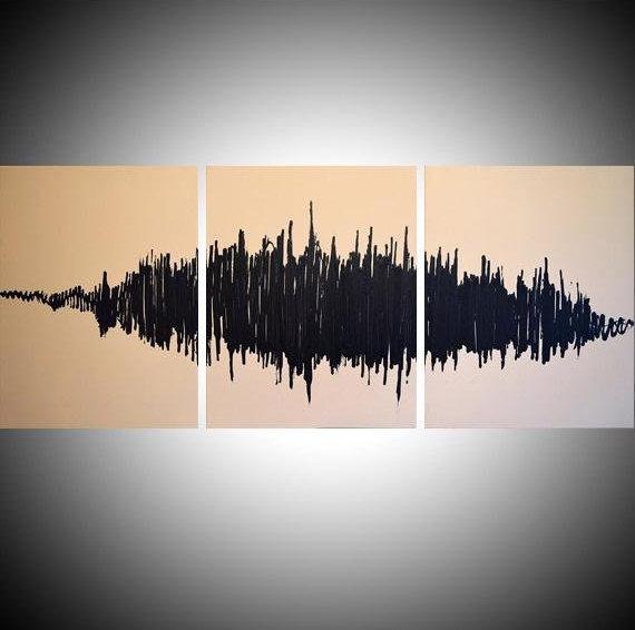 canvas triptych painting for sale " The Symphony of Life "  on grey wall tone 