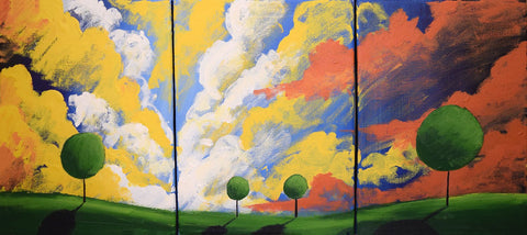 triptych paintings on canvas, " SunDown "  3 big sizes in acrylic