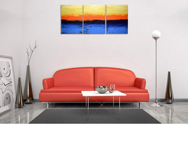 canvas triptych " Persuasion " large style wall art on white wall
