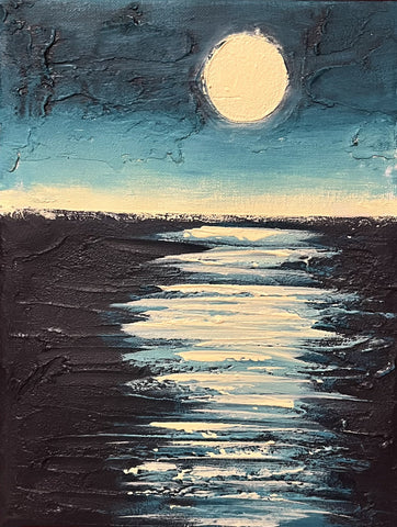 Full Moon turquoise painting