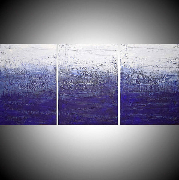 Ultramarine Triptych split canvas wall art  48 x 20"