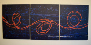 triptych wall art "Big Blue 2"  4 BIG SIZES